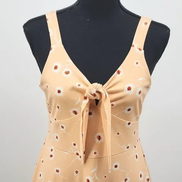 Altar'd State Bow Tie Front Floral Skater Mini Dress Medium Retro Pinup Summer - Picture 9 of 12